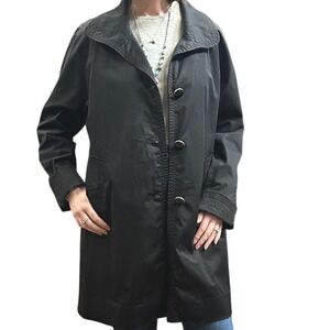 St. John Womens Black Removeable Lined Trench Coat Quilted Mid Length Jacket L